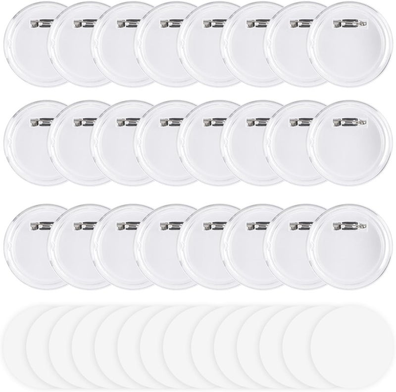 Happizza 50pcs Acrylic Clear Button Pins,1.97 Inch Custom Buttons Pin Badges, DIY Blank Pins,Round Photo Buttons Personalized Button Making kit for Craft - Image 1